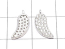Metal Parts Charm Leaf with CZ 13 x 5.5 Silver Color 3 pcs $3.79!