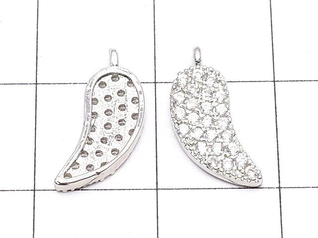 Metal Parts Charm Leaf with CZ 13 x 5.5 Silver Color 3 pcs $3.79!