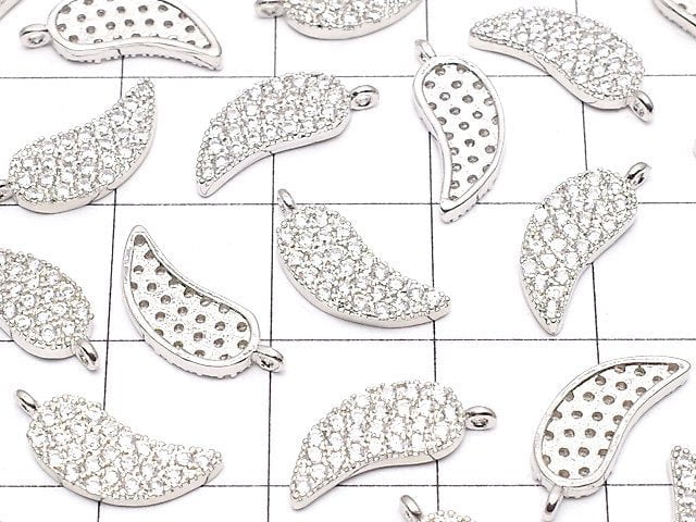 Metal Parts Charm Leaf with CZ 13 x 5.5 Silver Color 3 pcs $3.79!