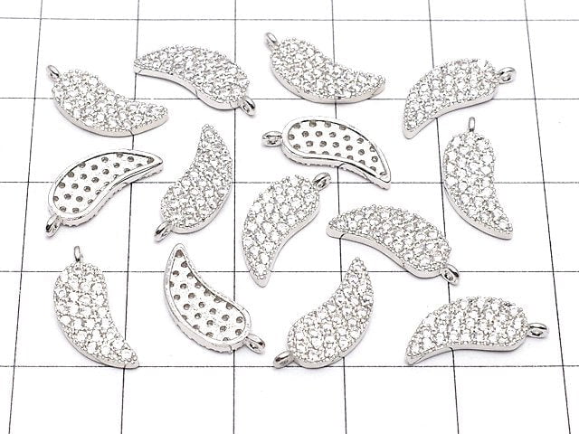 Metal Parts Charm Leaf with CZ 13 x 5.5 Silver Color 3 pcs $3.79!