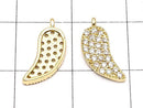 Charm leaf with Metal Parts CZ 13 x 5.5 gold color 3 pcs $3.79!