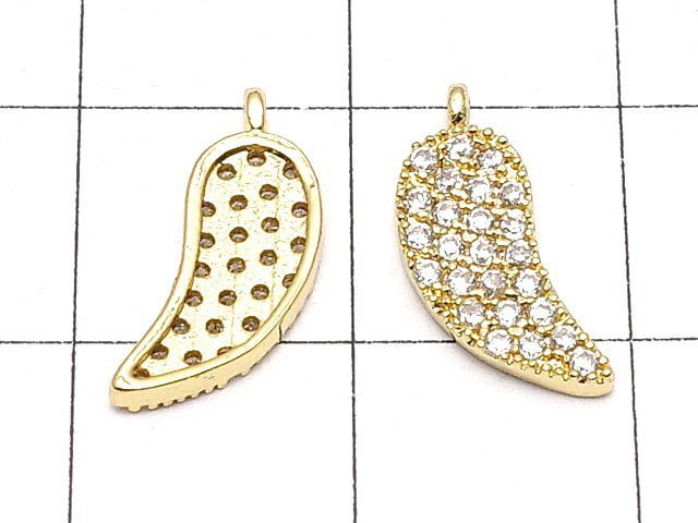 Charm leaf with Metal Parts CZ 13 x 5.5 gold color 3 pcs $3.79!