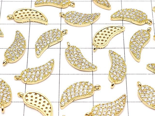 Charm leaf with Metal Parts CZ 13 x 5.5 gold color 3 pcs $3.79!