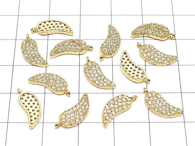 Charm leaf with Metal Parts CZ 13 x 5.5 gold color 3 pcs $3.79!