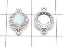 Metal Parts Joint Parts 13x8x3mm Kyoto Opal & Cubic Zirconia Silver Color 1pc $4.79
