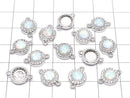 Metal Parts Joint Parts 13x8x3mm Kyoto Opal & Cubic Zirconia Silver Color 1pc $4.79