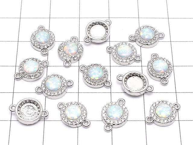 Metal Parts Joint Parts 13x8x3mm Kyoto Opal & Cubic Zirconia Silver Color 1pc $4.79