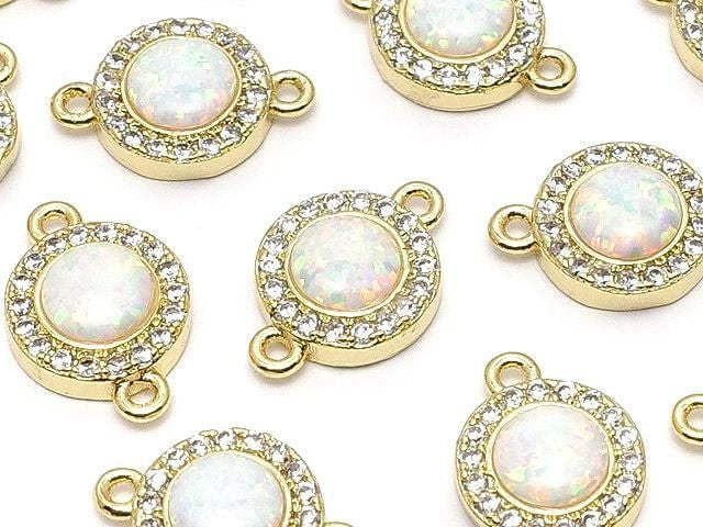 Metal parts Joint parts 12.5x8mm Kyoto Opal & CZ Gold color 1pc