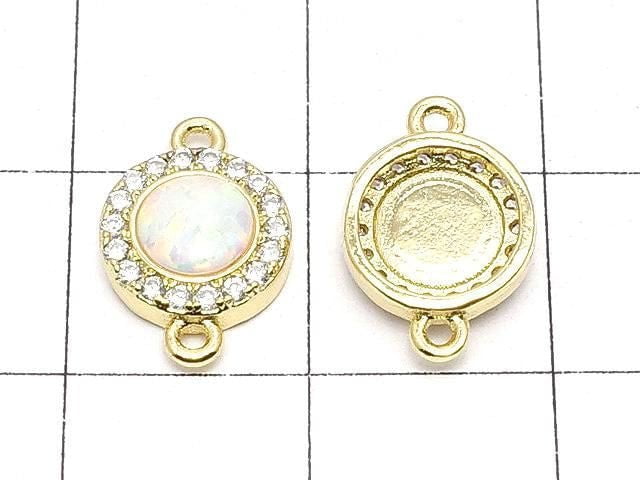 Metal parts Joint parts 12.5x8mm Kyoto Opal & CZ Gold color 1pc