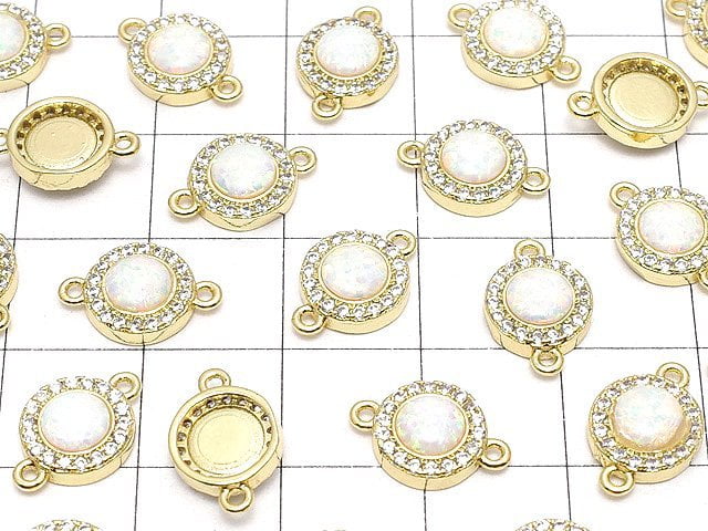 Metal Parts Joint Parts 13 x 8 x 3 mm Kyoto Opal & Cubic Zirconia gold color 1 pc $4.79