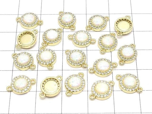 Metal parts Joint parts 12.5x8mm Kyoto Opal & CZ Gold color 1pc