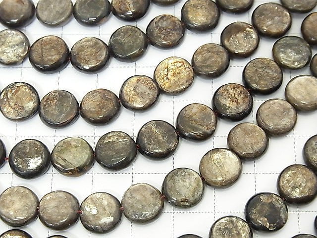 Moscovite  Coin 10x10x4mm half or 1strand beads (aprx.15inch/36cm)