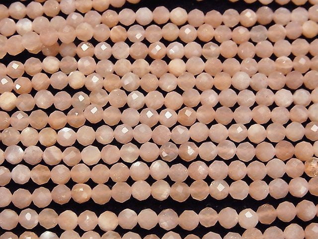 [Video] High Quality! Orange Moonstone AAA- Faceted Round 4mm 1strand beads (aprx.15inch / 38cm)