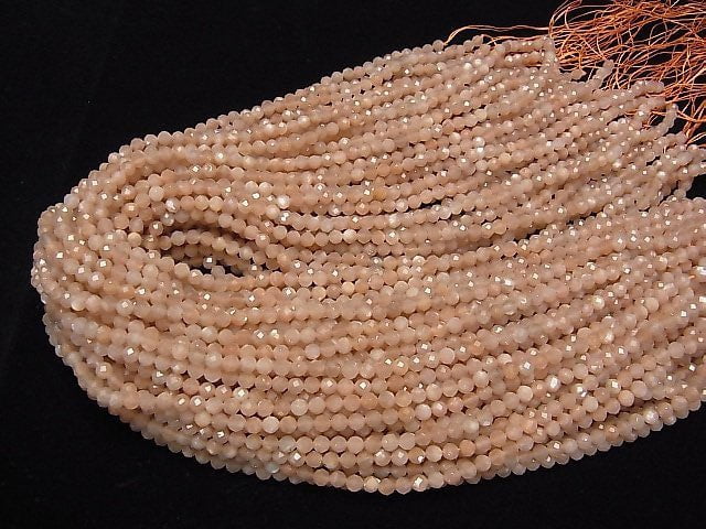 [Video] High Quality! Orange Moonstone AAA- Faceted Round 4mm 1strand beads (aprx.15inch / 38cm)