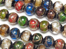 [Video] Lampwork Beads Round 8mm Gold Line Carved [Multi-color] half or 1strand beads (aprx.11inch/28cm)
