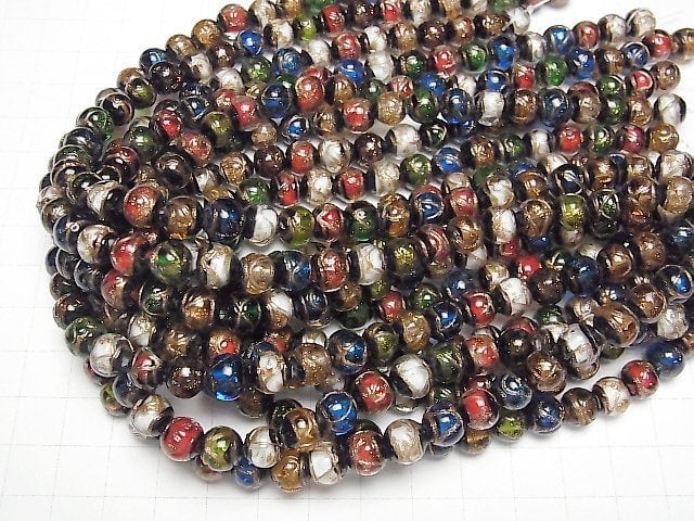 [Video] Lampwork Beads Round 8mm Gold Line Carved [Multi-color] half or 1strand beads (aprx.11inch/28cm)