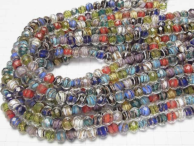 [Video]Lampwork Beads Faceted Button Rondelle 10x10x7mm Gold Line Carved [Multicolor] half or 1strand beads (aprx.14inch/35cm)