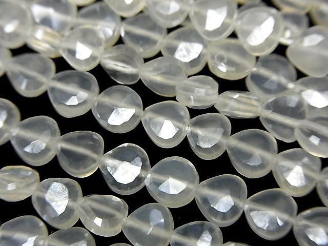 [Video]High Quality White Chalcedony AAA Vertical Hole Chestnut Shape Coated half or 1strand beads (aprx.13inch/32cm)
