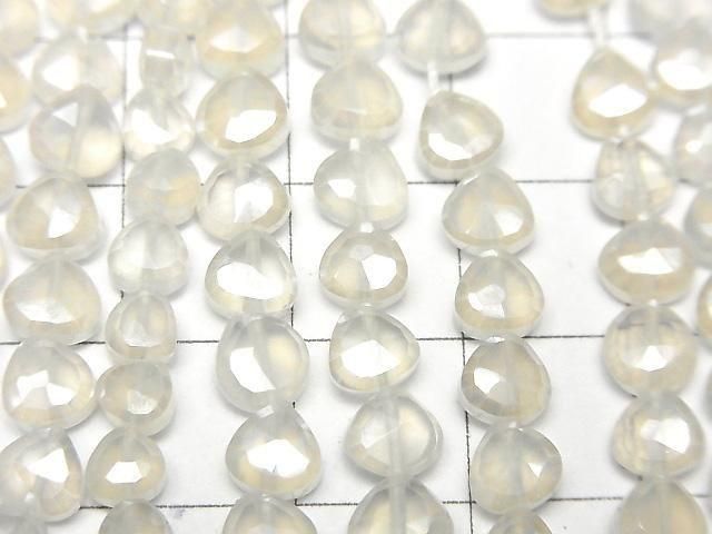 [Video]High Quality White Chalcedony AAA Vertical Hole Chestnut Shape Coated half or 1strand beads (aprx.13inch/32cm)