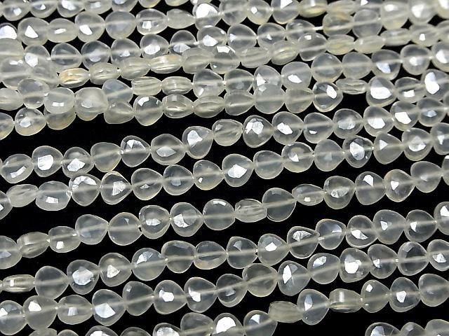[Video]High Quality White Chalcedony AAA Vertical Hole Chestnut Shape Coated half or 1strand beads (aprx.13inch/32cm)