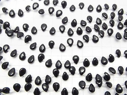 Onyx  Pear shape (Smooth) 8x6x3mm 1strand beads (aprx.15inch/36cm)