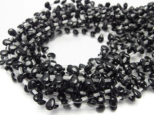 Onyx  Pear shape (Smooth) 8x6x3mm 1strand beads (aprx.15inch/36cm)