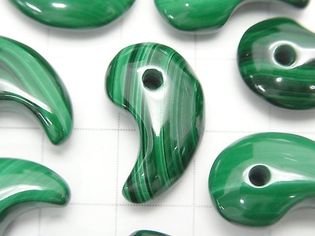 Malachite AA++ Comma Shaped Bead  20x14 3pcs $12.99!