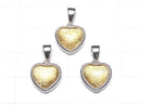 Meteorite (Muonionalusta ) Heart Pendant 12mm Yellow Gold Silver925
