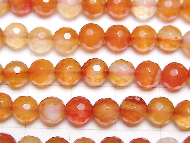 [Video] Mix Carnelian 128 Faceted Round 6 mm 1strand beads (aprx.15 inch / 36 cm)