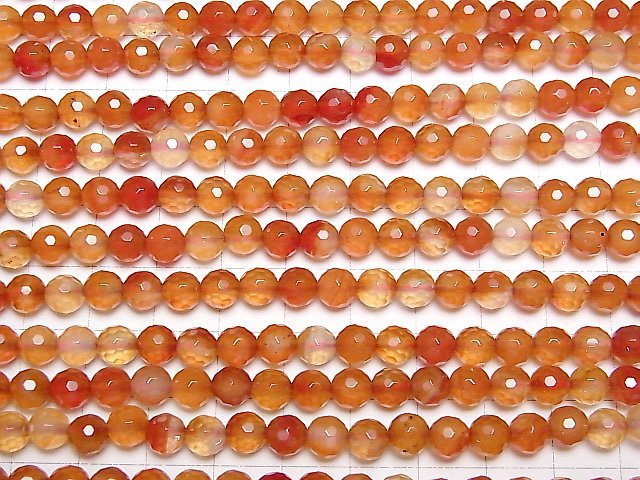 [Video] Mix Carnelian 128 Faceted Round 6 mm 1strand beads (aprx.15 inch / 36 cm)