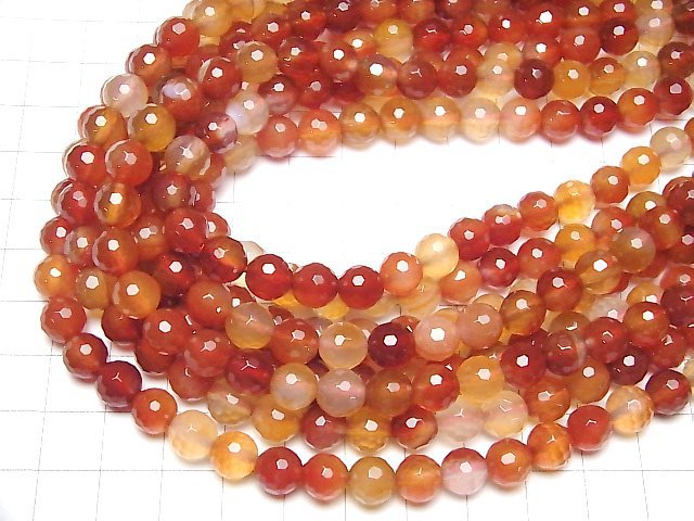 [Video] Mix Carnelian 128 Faceted Round 8 mm 1strand beads (aprx.15 inch / 36 cm)