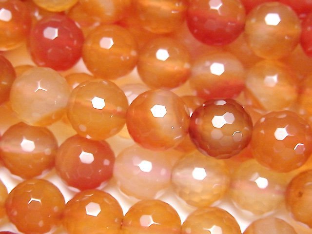 Carnelian, Faceted Round Gemstone Beads