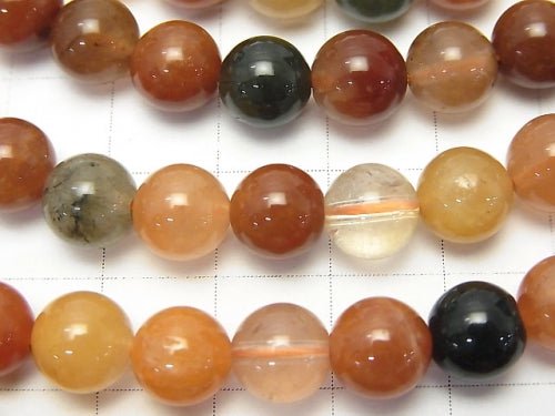 Amphibole in Quartz Round 8mm half or 1strand beads (aprx.15inch / 38cm)