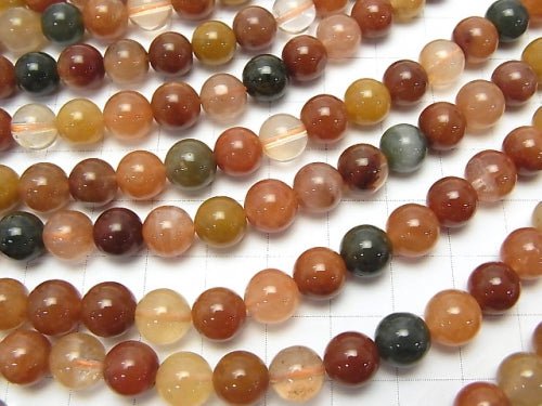 Amphibole in Quartz Round 8mm half or 1strand beads (aprx.15inch / 38cm)