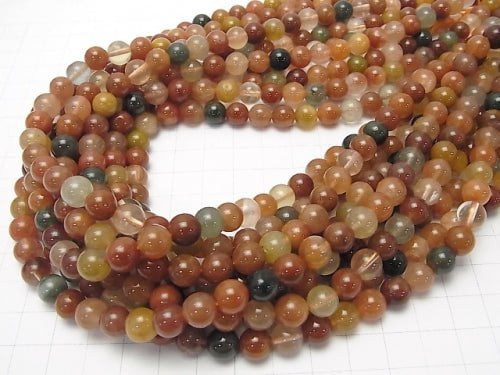 Amphibole in Quartz Round 8mm half or 1strand beads (aprx.15inch / 38cm)