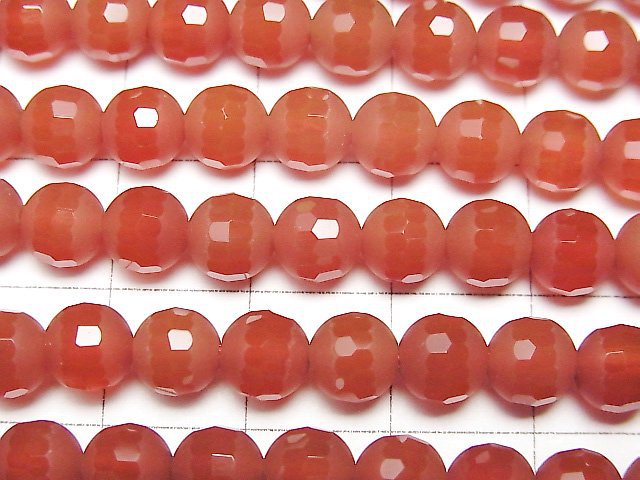 [Video]Frosted Red Agate Partially Faceted Round 6mm 1strand beads (aprx.15inch/38cm)