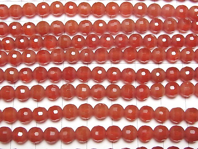 [Video]Frosted Red Agate Partially Faceted Round 6mm 1strand beads (aprx.15inch/38cm)