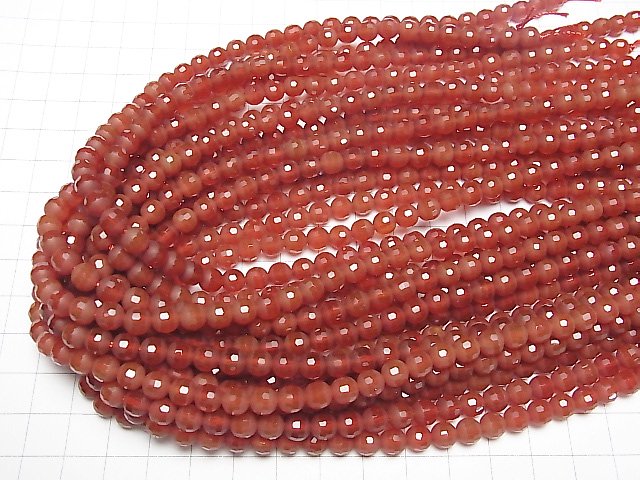 [Video]Frosted Red Agate Partially Faceted Round 6mm 1strand beads (aprx.15inch/38cm)