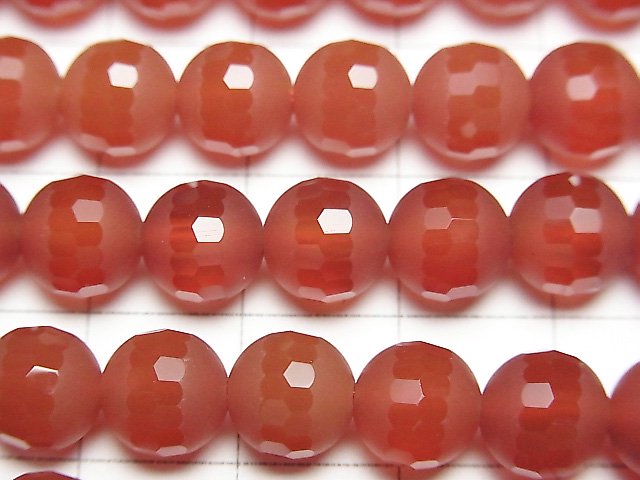[Video]Frosted Red Agate Partially Faceted Round 8mm 1strand beads (aprx.15inch/38cm)