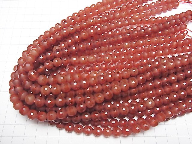 [Video]Frosted Red Agate Partially Faceted Round 8mm 1strand beads (aprx.15inch/38cm)