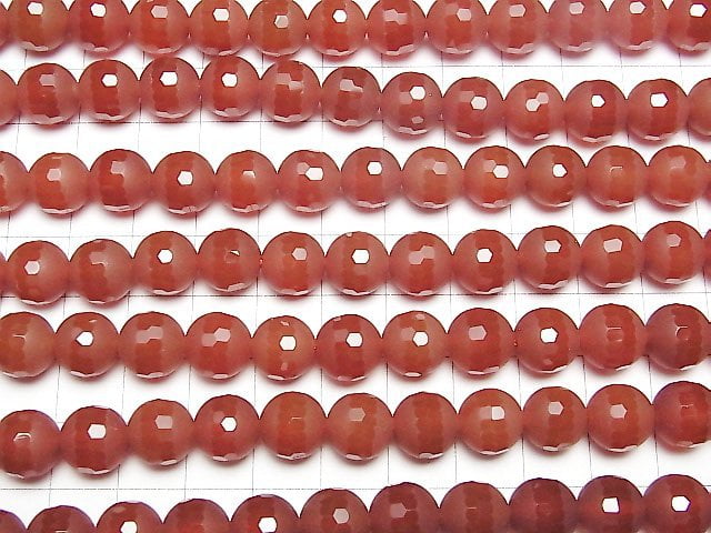 [Video]Frosted Red Agate Partially Faceted Round 10mm 1strand beads (aprx.15inch/36cm)