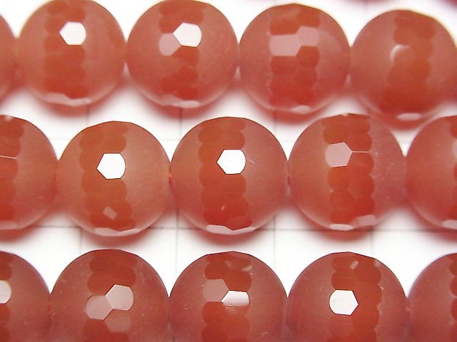 [Video]Frosted Red Agate Partially Faceted Round 12mm half or 1strand beads (aprx.15inch/36cm)