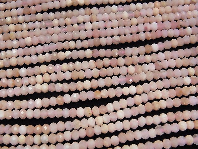 [Video]High Quality! Pink Opal AA++ Faceted Button Rondelle 3x3x2mm 1strand beads (aprx.15inch/38cm)