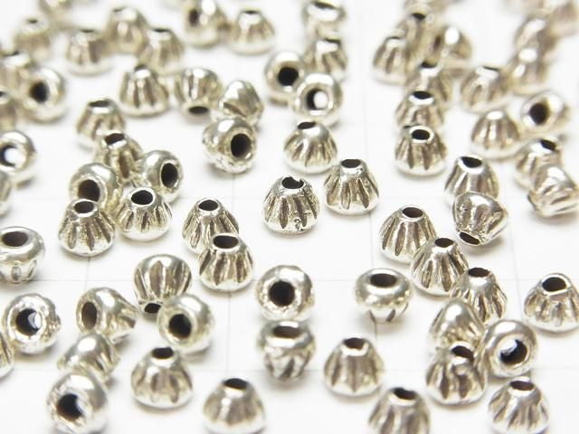 Karen Silver Line Carved Cone Rondelle 3x4x4mm 3pcs