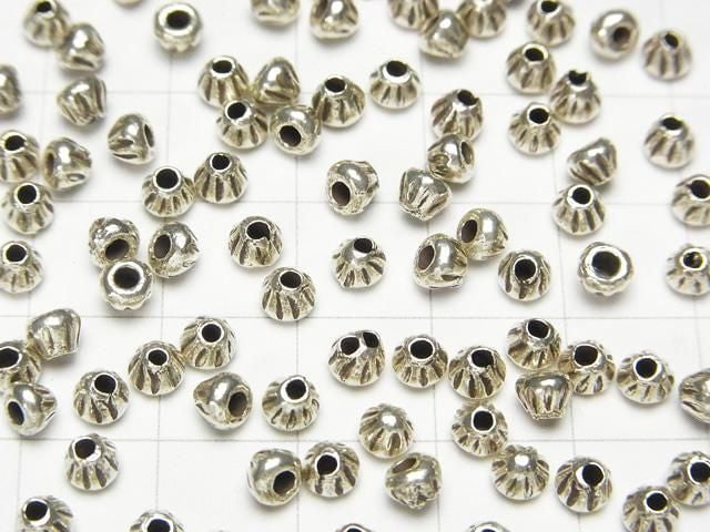 Karen Silver Line Carved Cone Rondelle 3x4x4mm 3pcs