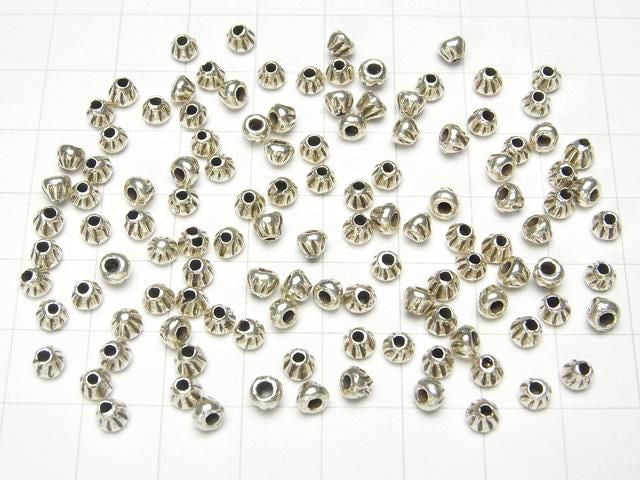 Karen Silver Line Carved Cone Rondelle 3x4x4mm 3pcs