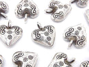 Karen Silver Patterned Heart Motif Charm 14x12x6mm 1pc