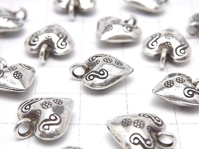 Breloque Karen Silver motif cœur ciselé 14x12x6mm 1 pièce