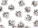 Karen Silver Patterned Heart Motif Charm 14x12x6mm 1pc