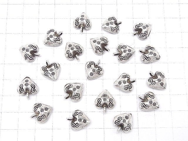 Karen Silver Patterned Heart Motif Charm 15x12x6mm 1pc